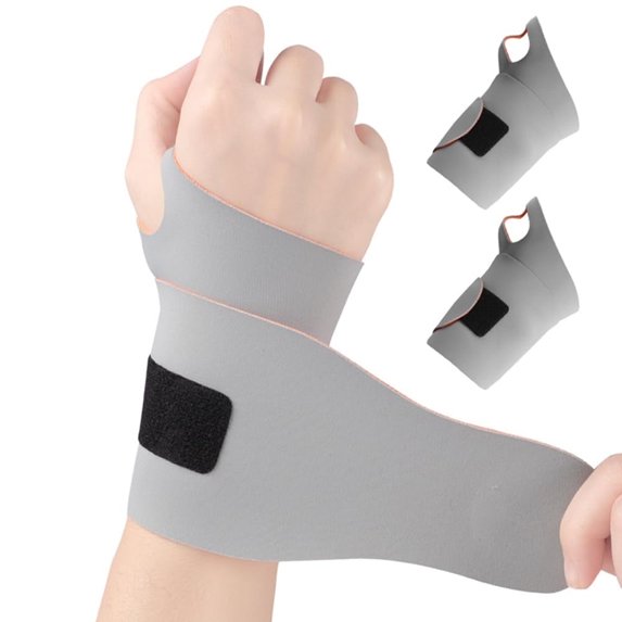 2Pcs Ultra Thin Wrist Brace Support for Carpal Tunnel Adjustable Wrist Brace Night Support for Pain Relief, Arthritis, Tendonitis, Basketball Tennis Badminton Yoga Carpal Tunnel Syndrome (Grey)
