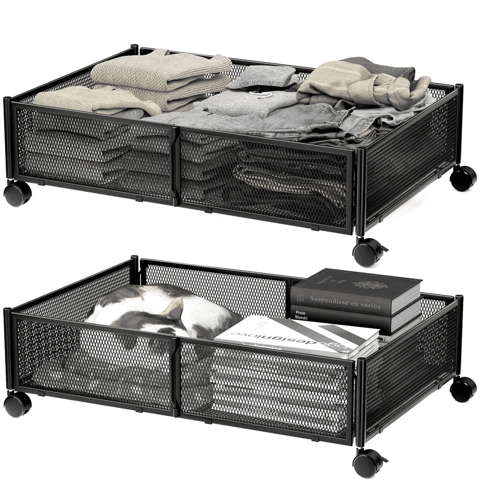 2Pcs Underbed Storage Containers with Wheels Lengthen Under Bed