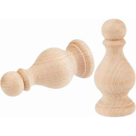 2Pcs Unfinished Beech Wood Finials 1.5x3.5inch Curtain Rod Finials Craft Decorative Finials