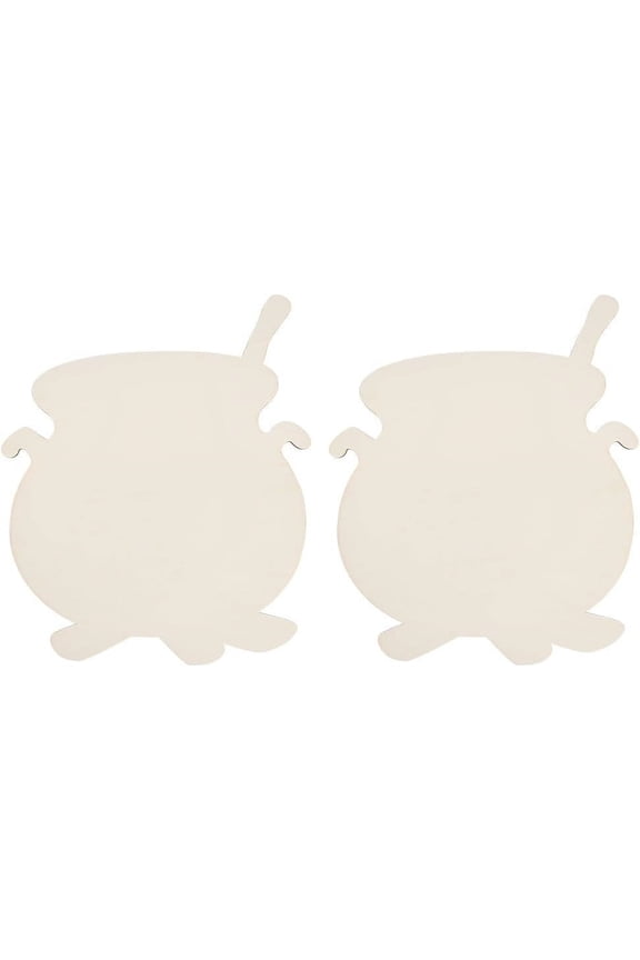 2Pcs Unfinished Wood Pieces 9.2x12.2 Inch Cauldron Wood Pieces Pot Cutout Unfinished Wood Undyed Wood Cauldron Slices Blank Wood Slices for DIY Crafts Wall Decoration Pendants for DIY Tableware