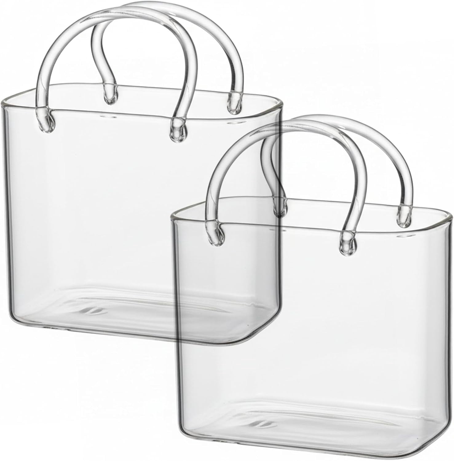2Pcs Unique Glass Purse for Drinks - 26oz Handcrafted Handbag-Shaped Cocktail Glass, Creative Wine Glass for Parties, Juice, Tea, or Flower Vase - Perfect Novelty Gift for Women