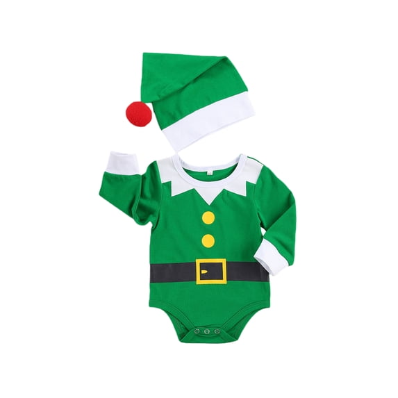 2Pcs Unisex Baby Romper Sets Long Sleeve Romper + Cute Hat Outfits