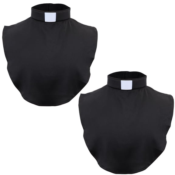2Pcs Unisex Black Clergy Collar Detachable False Collar Clerical Bib Collars Dickey Priest Tab Collars Shirt Full Neck Band Costume Accessories