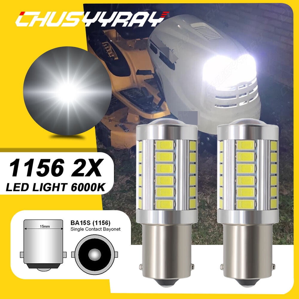 2Pcs Universal LED lawn tractor head light tail bulb BA15S 1156 bulbs