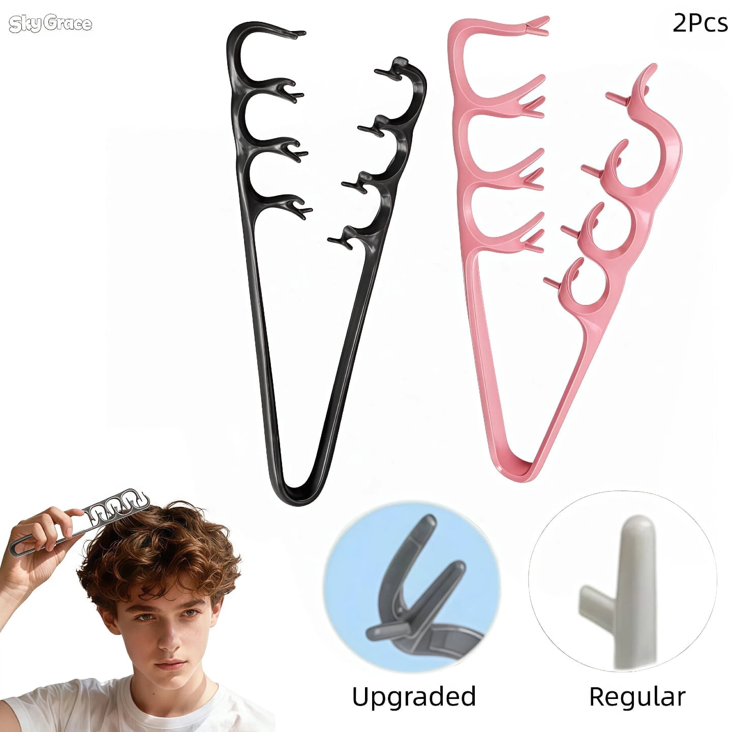 Texture Comb Based 2Pcs Upgraded Texture Comb,Travel Folding Wide Tooth Comb with Textured ...