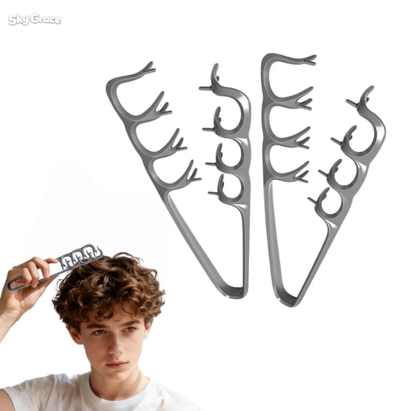 2Pcs Upgraded Texture Comb,Travel Folding Wide Tooth Comb with Textured Grip, Root Lift Hair Styling Tool for Women Men Daily Use, Gray