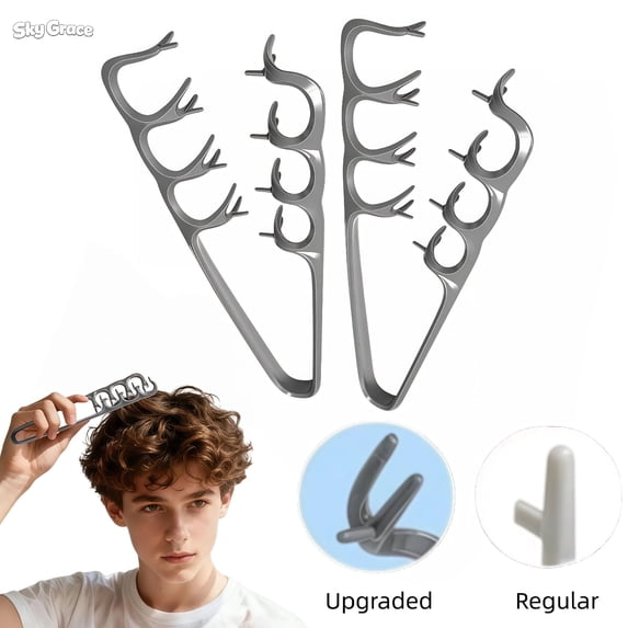 2Pcs Upgraded Texture Comb,Travel Folding Wide Tooth Comb with Textured Grip, Root Lift Hair Styling Tool for Women Men Daily Use, Gray
