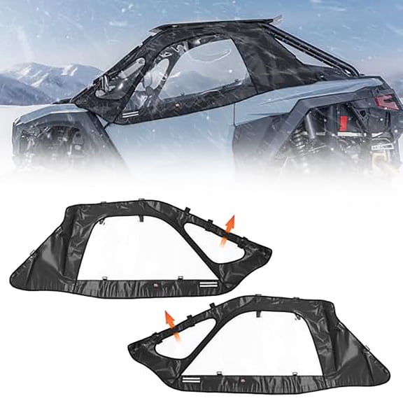 2Pcs Cab Enclosure Upper Doors Compatible with Polaris RZR PRO XP/Turbo R/PRO S 2020-2025, Upper Windows Fit with Side Mirror, Upgrade Waterproof Zippers Cab Enclosures Windshields