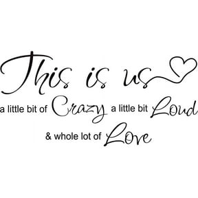 WYZCTTD 2Pcs This is Us Crazy Loud Love Wall Decal Vinyl Love Quote Wall Decal Inspirational Family Quote Sticker Art Lettering Saying Home Decoration for Bedroom Living Room Office