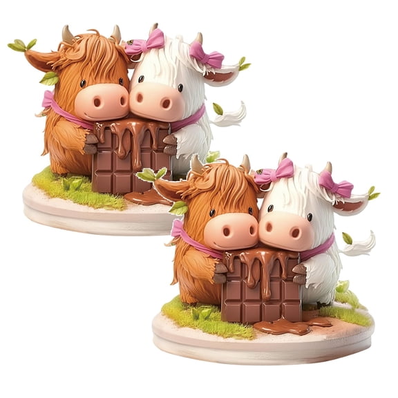 2Pcs Valentine'S Day Cow Animal Hanging Ornament For Tree Car Unique Cartoon Farmhouse Pendant For Valentine'S Day Wall Home Party Decoration Gi Ft Hangs Valentines Day Decorations
