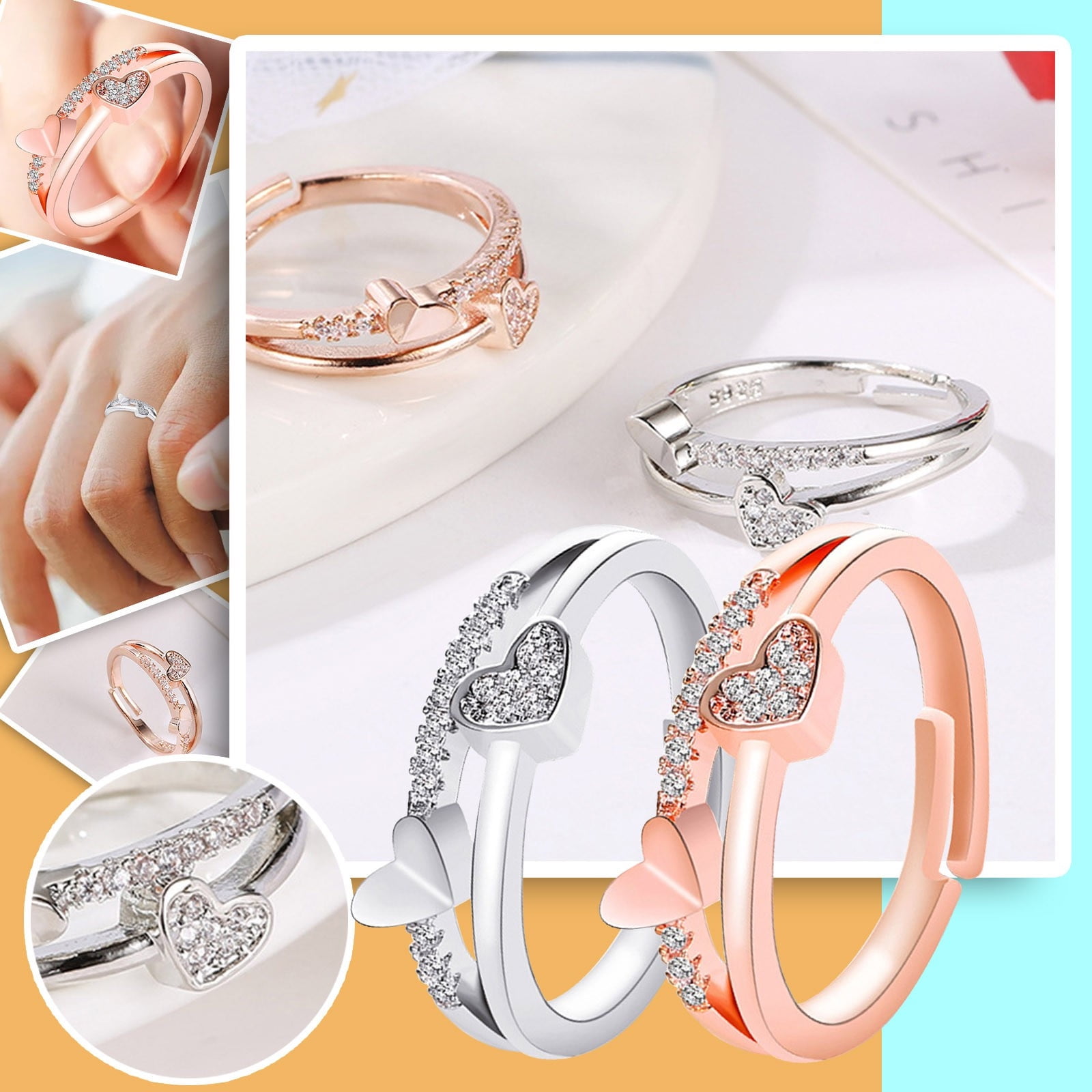Jewelry For Women Rings Women Fashion Ring Open Adjustable Rings Black  Cubic Zirconia Promise Rings For Her Cute Ring Pack Trendy Jewelry Gift for  Her - Walmart.com
