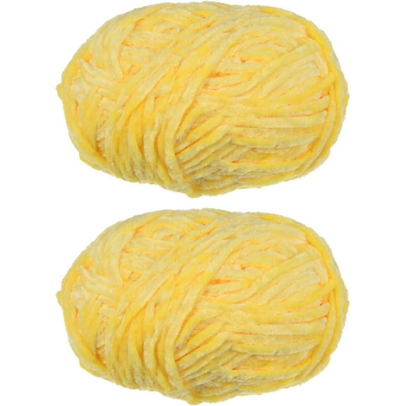 2Pcs Velvet Yarn Chenille Yarn 2x100g/7.1oz 174 Yards Total Length Super Bulky Polyester Soft Blanket Yarn for Knitting Weaving Bag