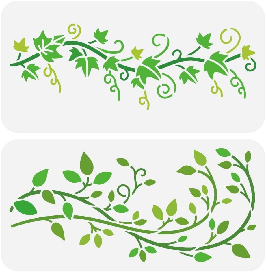 2Pcs Vine Leaves Stencil for Painting 5.9x11.8 inch Large Vine Drawing Template Plastic PET Ivy Vine Painting Stencil Plant Theme Template - Walmart.com 2pcs-vine-leaves-stencil-for-painting-5-9x11-8-inch-large-vine-drawing-template-plastic-pet-ivy-vine-painting-stencil-plant-theme-template-walmart-com