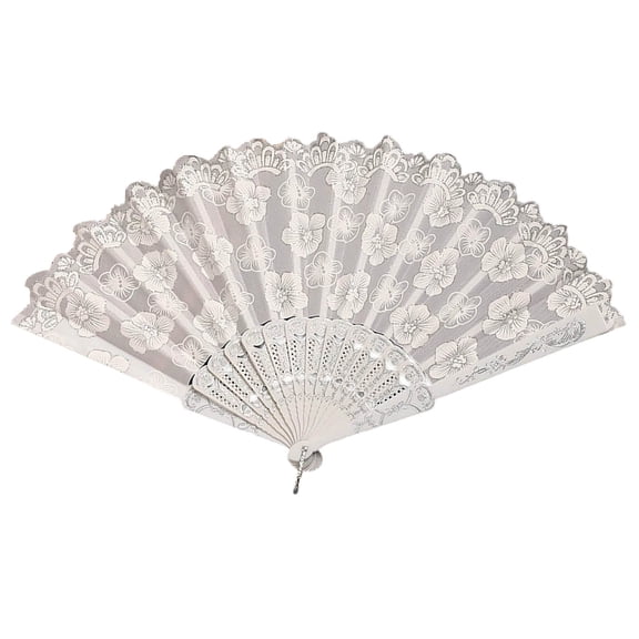2Pcs Vintage Floral Folding Fan for Women - Elegant Handheld Chinese Fan with Lace & Plum Blossom Design - for Weddings, Dancing & Home Decor