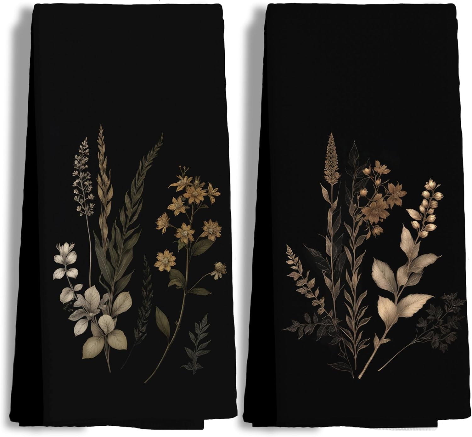 2Pcs Vintage Green Botanical Floral Kitchen Towels, Dark Cottagecore Fern Leaf Decorative Dish Tea Towels, Dark Green Floral Botanic Hand Towels for Kitchen Bathroom Decor, 16x24 inch - Walmart.com