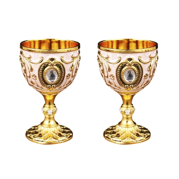 2Pcs Vintage Medieval Goblet Drinking Glass Drink Cup Metal Wine Glass Party Supplies for Collection, Decoration