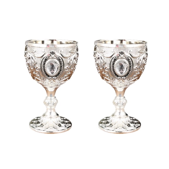 2Pcs Vintage Medieval Goblet Drinking Glass Drink Cup Metal Wine Glass Party Supplies for Collection, Decoration