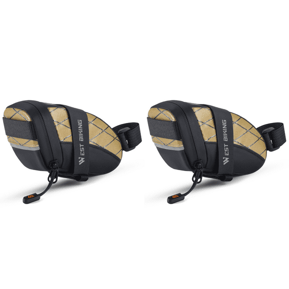 2Pcs WEST BIKING Bike Bag Bike Saddle Bag Waterproof Cycling Seat Pack Under Seat Pouch (Yellow)