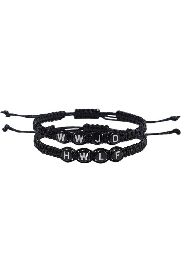 2Pcs WWJD HWLF Matching Bracelet What Would Jesus Do He Would Love First, Crystal, Style X5844