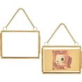 thumbnail image 1 of 2Pcs Wall Hanging Mini Photo Frames 3.2x3.9 inch Double Glass Picture Frame with Chain Alloy Folding Frame DIY Vintage Artwork Display Frames for Pressed Flowers Pictures Home Wall Decor DIY, 1 of 6