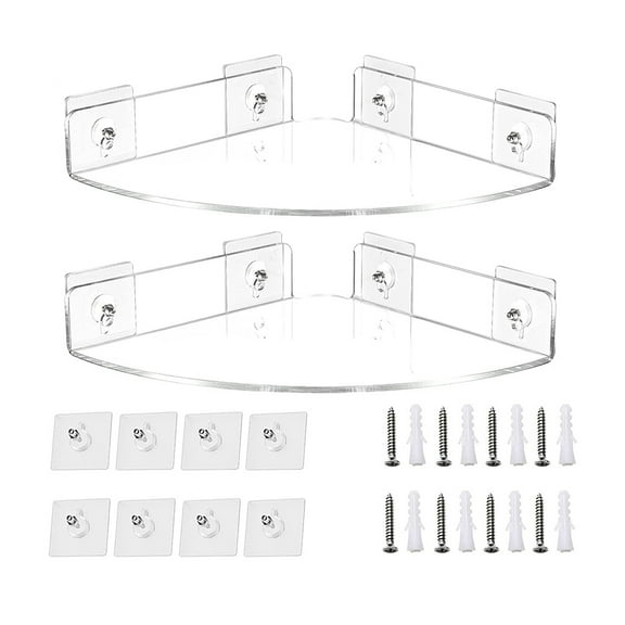 2Pcs Wall Mount Floating Corner Shelves Quarter Round Shower Shelf Hanging