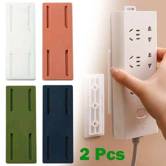 2Pcs Wall-Mount Self Adhesive Power Strip Holder Plug & Extension Organiser