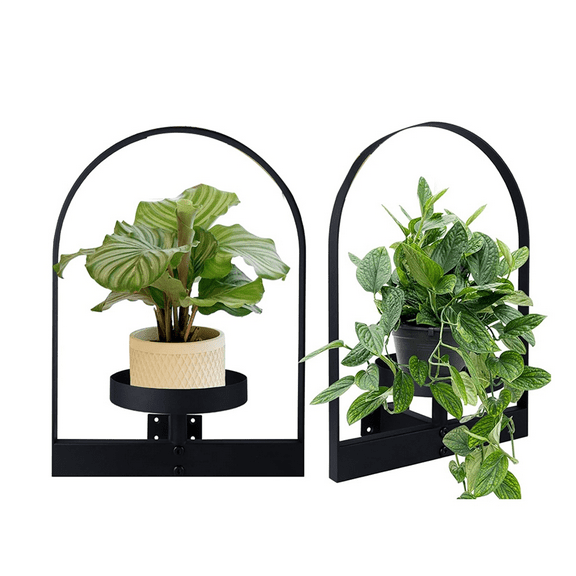 2Pcs Wall Plant Holder ,Wall Planter,Window Plant Shelf Picture Frame Metal Plant Holder Ease of Modern Style,2Pcs * Wall Plant Holder,Black