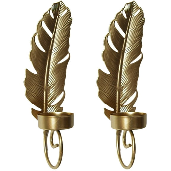 2Pcs Wall Sconce Candle Holder Leaf Design Wall Mounted Decorative Candle Holder