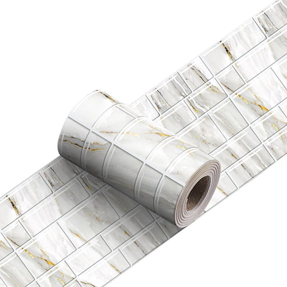 2Pcs, Wallpaper Border, Marble Peel and Staick Wall Border Waterproof Tiles Sticker Wallpaper Self Adhesive Removable Wall Stickers for Ceiling Bedroom Living Room Decor, 4x94.5 Inch
