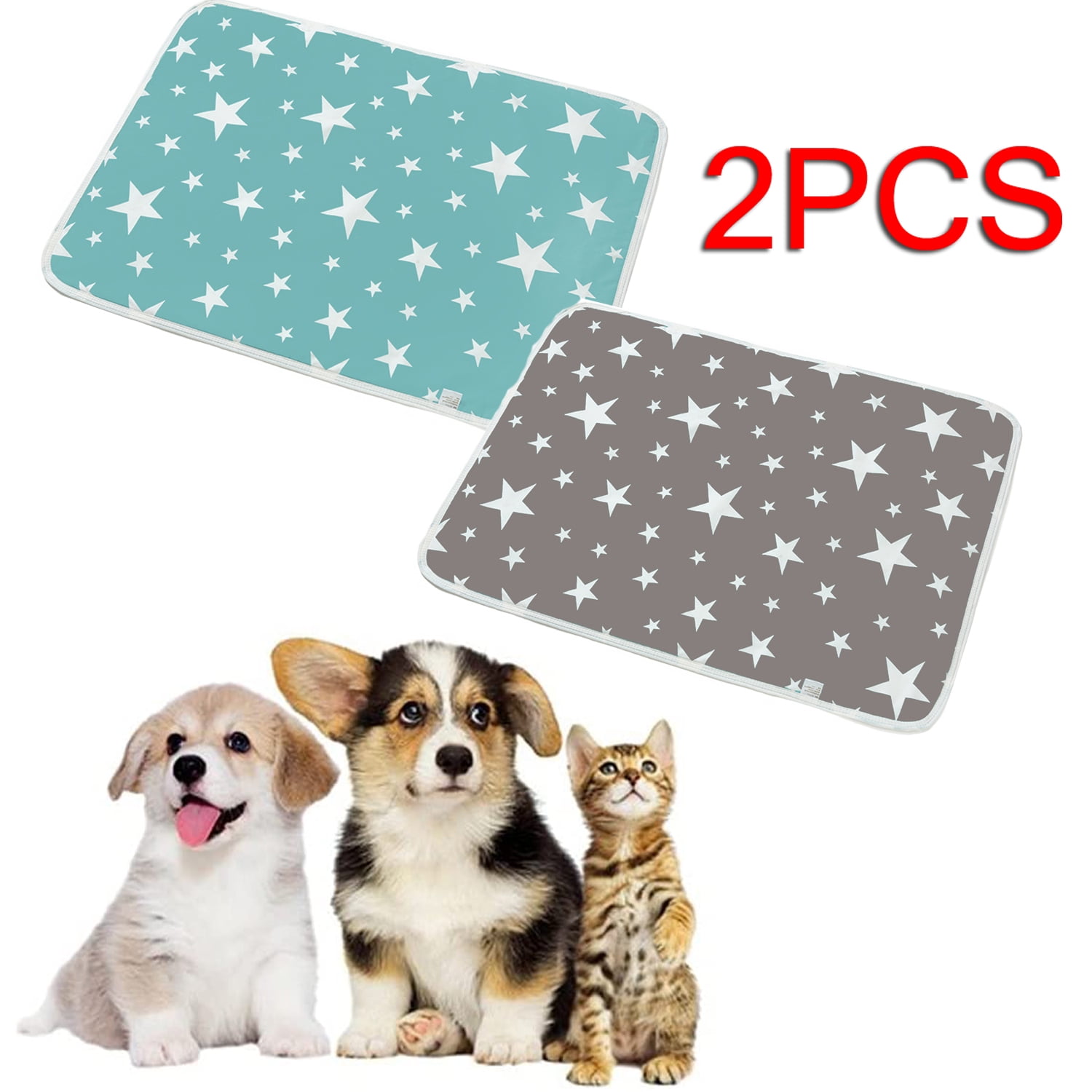2Pcs Washable Dog Pee Pads Reusable Puppy Training Pads Waterproof Super Absorbency Dog Pads Pet Incontinence pads Puppy Rabbit Wee Whelping Pad for