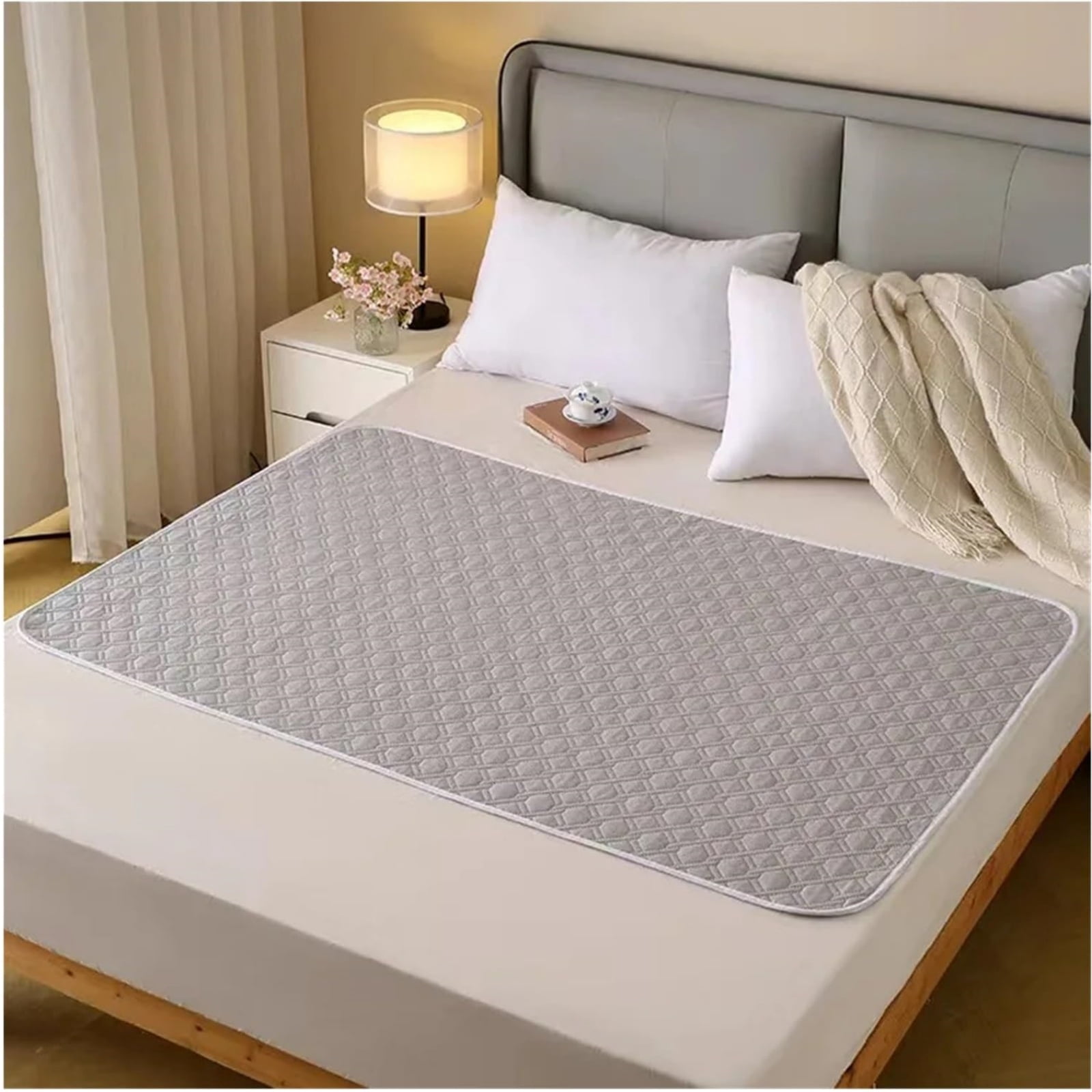 2Pcs Washable Incontinence Bed Pads, 31 x 47 inch Waterproof Mattress Protector Underpad, Reusable Pee Pads Chucks Pads for Adults Elderly (Grey)
