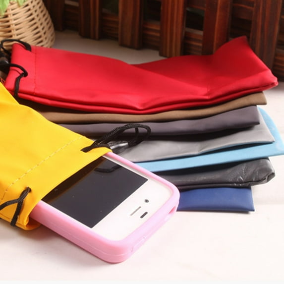 2Pcs Water-resistant Drawstring Storage Cloth Pouch Bag for Glasses Mobile Phone,Random Color