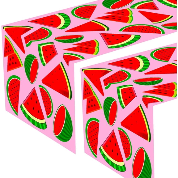 2Pcs Watermelon Table Runner Summer Fruit Baby Shower Birthday Party Favors Supplies Decorations Table Cloth
