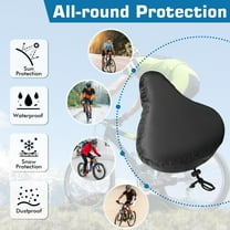 2Pcs Waterproof Bicycle Seat Covers, Bike Seat Cushion Covers with Drawstring, Washable Padded Bike Seat Cover for Women Men City/Mountain, Gray Black