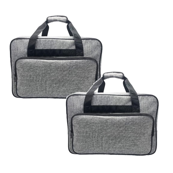 2Pcs Waterproof Nylon Sewing Machine Tote Bag Sewing Machine Storage Bag Travel Portable Sewing Machine Hand Bags Carrying Case w/Pockets & Handle for Standard Sewing Machines & Accessories (Grey)