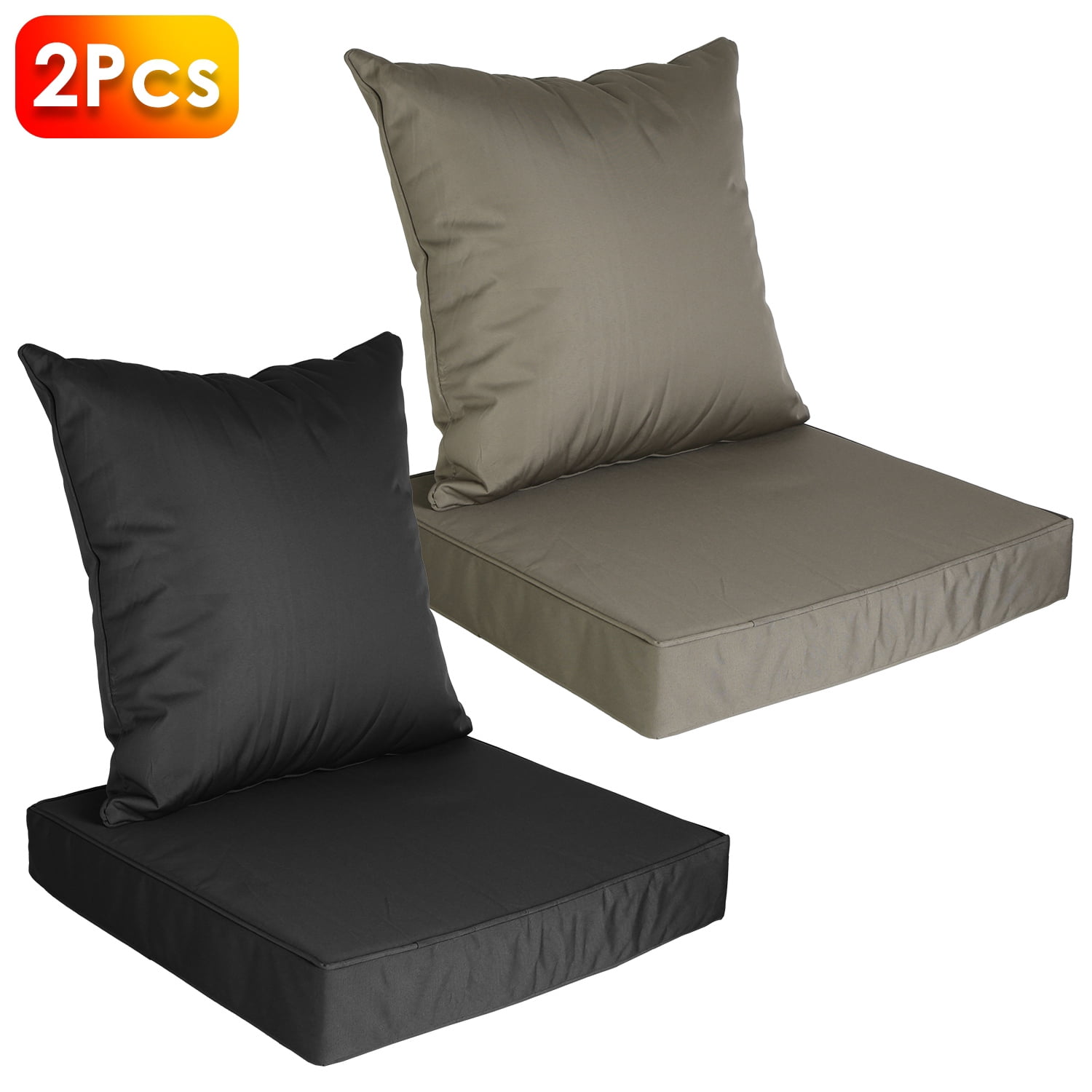 2Pcs Waterproof Outdoor Seat Cushion Set – Fade-Resistant Patio Furniture Cushion with Removable Cover for Chair, Sofa, or Couch – Deep Seat Design