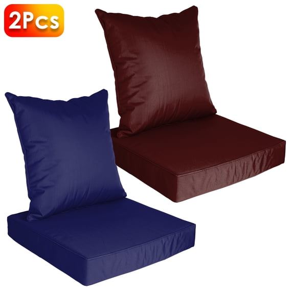 2Pcs Waterproof Outdoor Seat Cushion Set – Fade-Resistant Patio Furniture Cushion with Removable Cover for Chair, Sofa, or Couch – Deep Seat Design