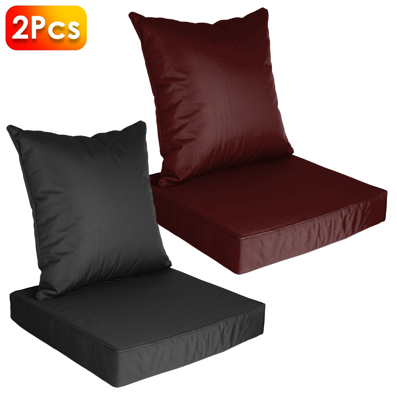 2Pcs Waterproof Outdoor Seat Cushion Set – Fade-Resistant Patio Furniture Cushion with Removable Cover for Chair, Sofa, or Couch – Deep Seat Design