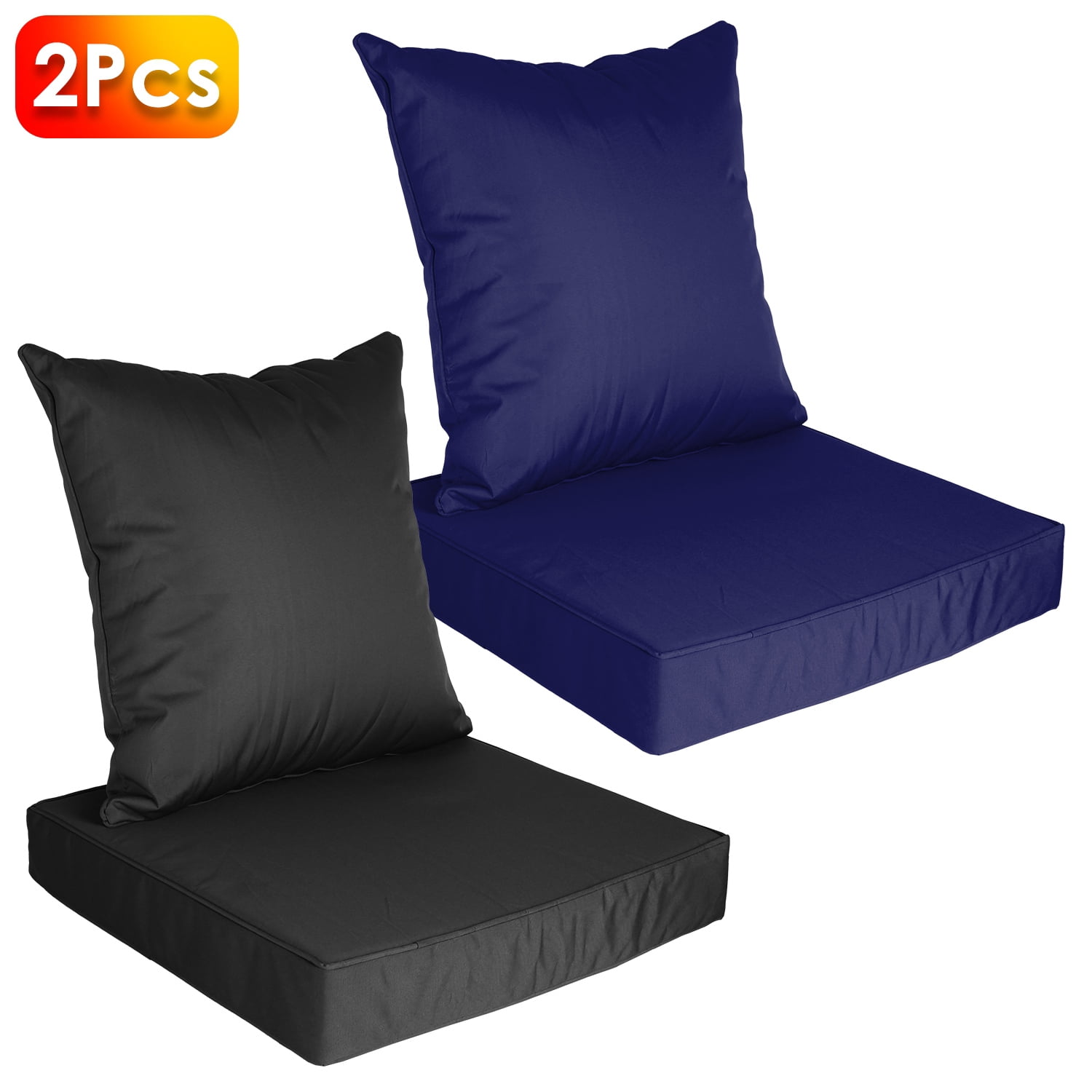 2Pcs Waterproof Outdoor Seat Cushion Set – Fade-Resistant Patio Furniture Cushion with Removable Cover for Chair, Sofa, or Couch – Deep Seat Design