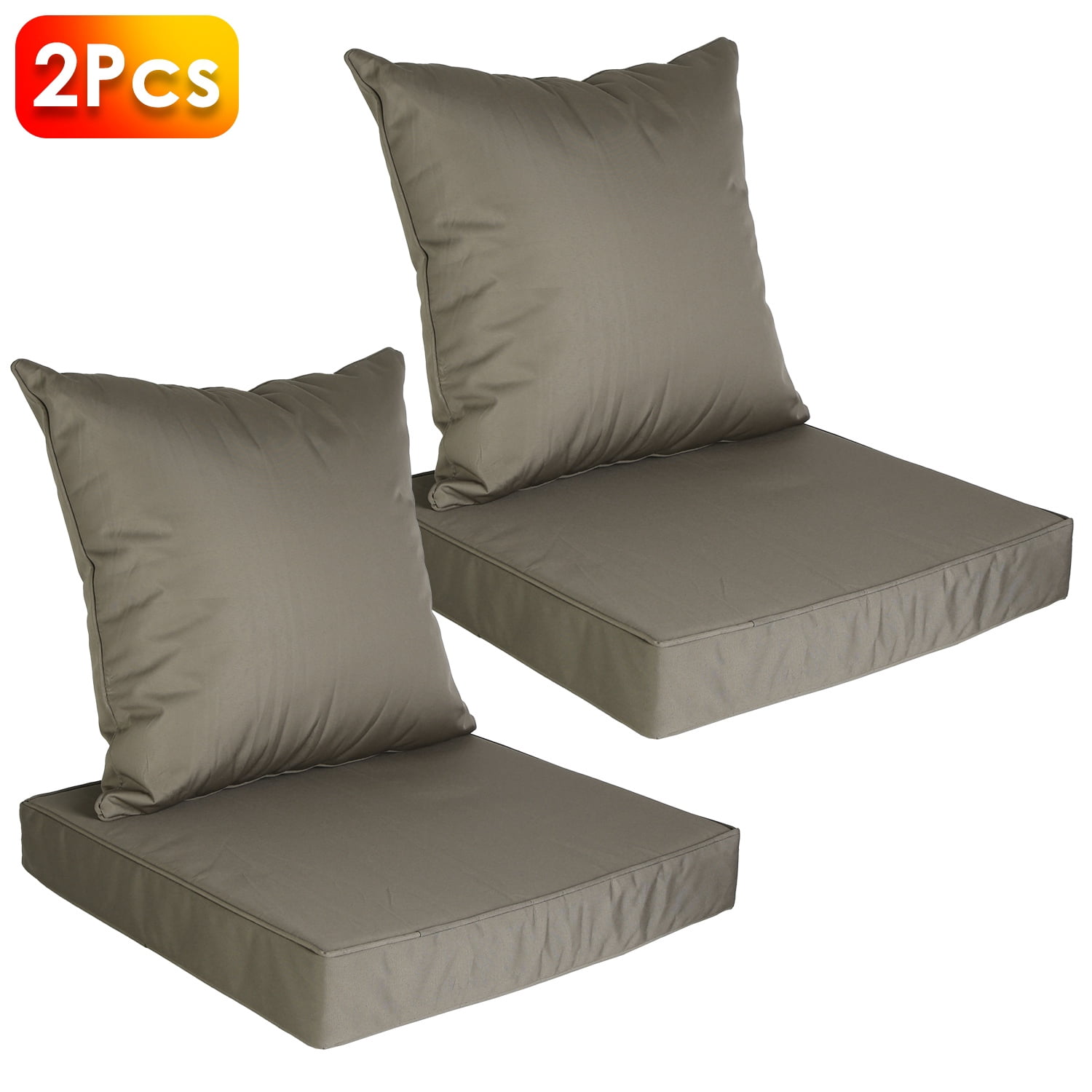 2Pcs Waterproof Outdoor Seat Cushion Set – Fade-Resistant Patio Furniture Cushion with Removable Cover for Chair, Sofa, or Couch – Deep Seat Design