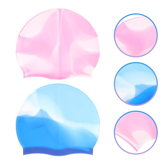2-Pack Silicone Swim Caps for Adults and Kids, Professional Swimming Hats, Swimmer Accessories