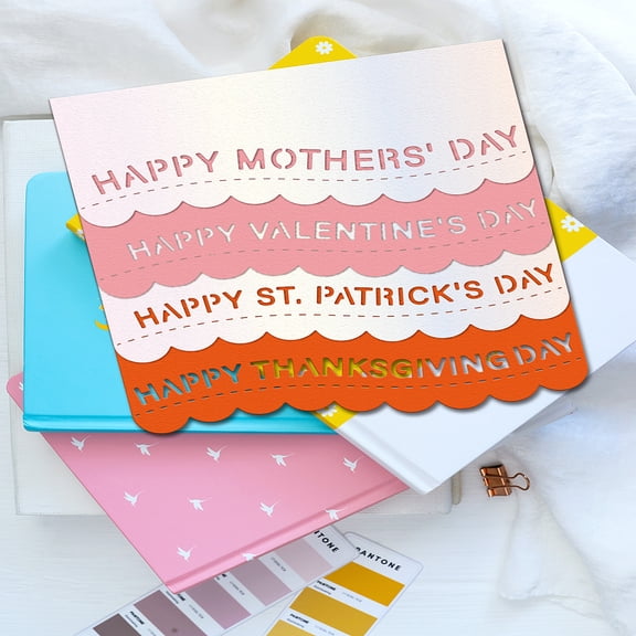 2Pcs Wave Theme Carbon Steel Cutting Dies Stencils Word Metal Die Cuts DIY Craft Template Stencil for DIY Scrapbooking Album Decorative Embossing