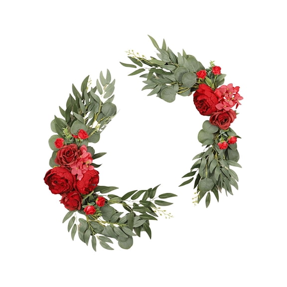 2Pcs Wedding Arch Decorations Flowers Artificial Flower Swag Handmade Garlands Floral for Party Welcome Ceremony Sign Arch Wedding Decor Red