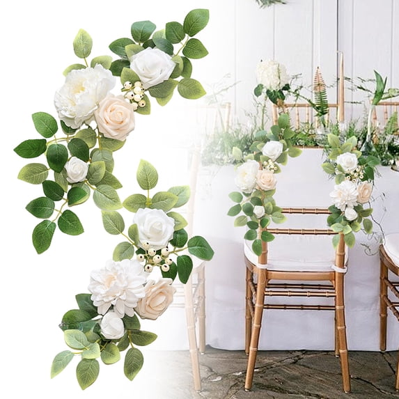 2Pcs Wedding Arch Flowers,Artificial Wedding Flowers,Artificial Flower Wedding Arch Decoration Set,Handmade Wedding Arch Flower Silk Flowers Garland for Table Centerpieces Backdrop Sign Wedding Decor