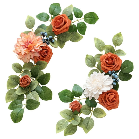 2Pcs Wedding Arch Flowers,Modern Welcome Sign Decorations,Floral Arrangement,Wedding Flowers for Arch,Wedding Arch Floral Garland,Floral Swag for Ceremony Bouquets Reception Backdrop Decoration,E