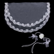 2Pcs Wedding Lasso Rope with Bridal Veils White Wedding Lasso Rope with Silk Rose Flower Wedding Cord Ceremony Handfasting Cord Wedding Lasso for DIY Ceremony Tradicional Wedding