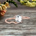 thumbnail image 1 of 2Pcs Wedding Ring Set 7mm Cushion Cut 2.30 Carat Aquamarine Engagement ring On 10k Rose gold Curved Wedding Band Personalized for Brides, 1 of 5