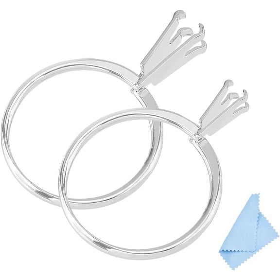 2Pcs Wedding Ring Try-on Tool Ring Size Measuring Tool Aluminium Alloy Ring Gauge Tool Jewelry Sizing Tool 4 Prong Ring Settings (2 Sizes Platinum) Silver