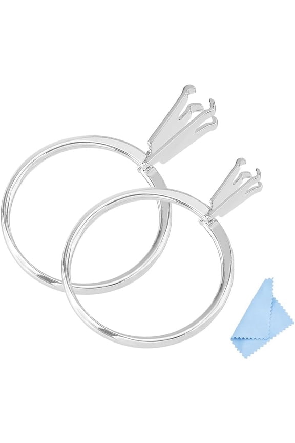 2Pcs Wedding Ring Try-on Tool Ring Size Measuring Tool Aluminium Alloy Ring Gauge Tool Jewelry Sizing Tool 4 Prong Ring Settings (2 Sizes Platinum)