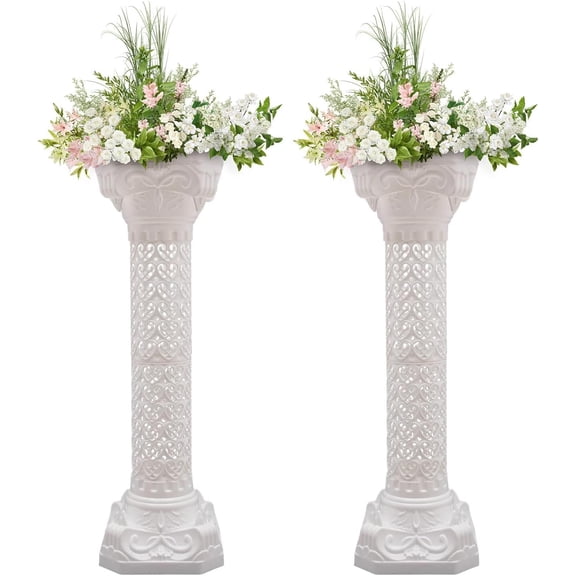 2Pcs Wedding Roman Column Elegant Roman Pillars Stand, Flower Pot Columns Stand Pedestal Tall Wedding Centerpiece Stand for Wedding Party Celebration Decor